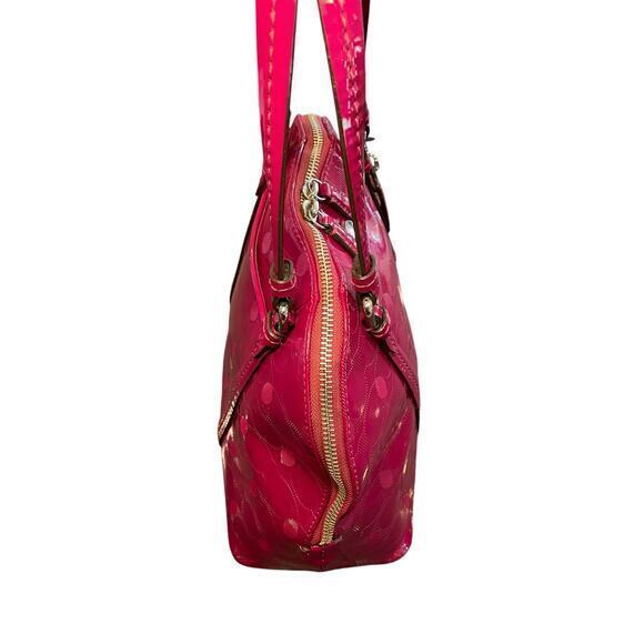 Coach Peyton‎ Link C Embossed Patent Leather Domed 32583 Raspberry Handbag - Picture 5 of 16